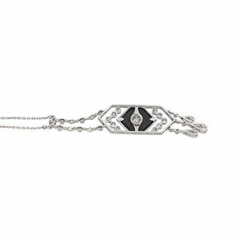 Collier Collier Art déco - Motifs géométriques en platine 950, onyx et diamants 58 Facettes 4712461CN