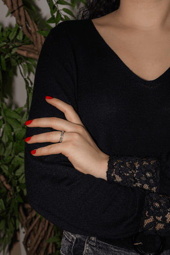 Bague 51 Bague demi-alliance en or blanc 18 carats et diamants 58 Facettes 4737808RV