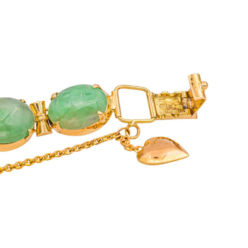 Bracelet Bracelet en or jaune 18 carats serti de cabochons de jade 58 Facettes 4738152CN