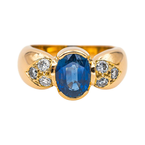 Bague 53 Bague en or jaune 18 carats sertie d’un saphir et de diamants 58 Facettes 4745022CN