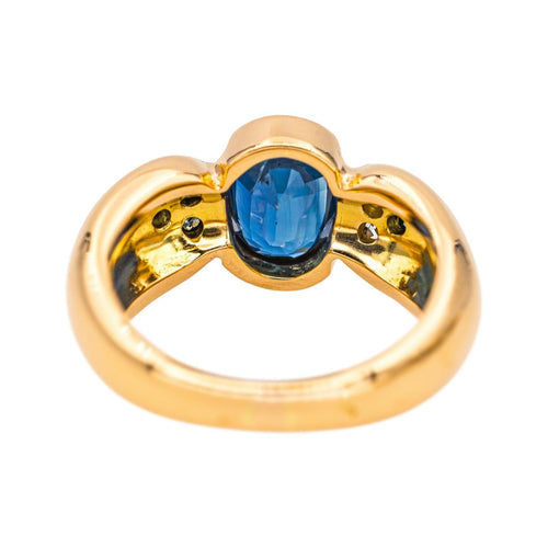 Bague 53 Bague en or jaune 18 carats sertie d’un saphir et de diamants 58 Facettes 4745022CN