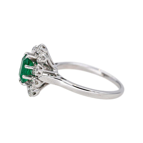 Bague 48 Bague marguerite en or blanc avec émeraude et diamants 58 Facettes 4745027CN