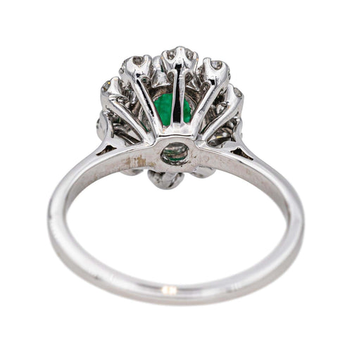 Bague 48 Bague marguerite en or blanc avec émeraude et diamants 58 Facettes 4745027CN