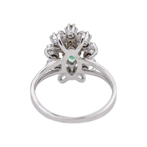 Bague 51 Bague Pompadour en or blanc 18 carats avec émeraude et diamants 58 Facettes 4792631CN