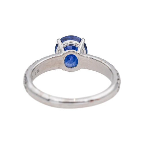 Bague 52 Bague en or blanc 18 carats avec saphir ovale et diamants 58 Facettes 4795162CN