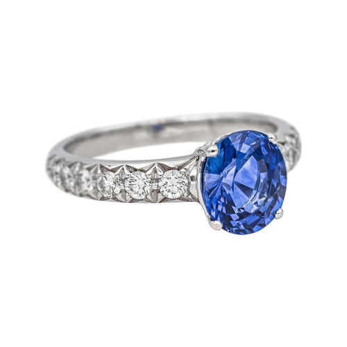 Bague 52 Bague en or blanc 18 carats avec saphir ovale et diamants 58 Facettes 4795162CN