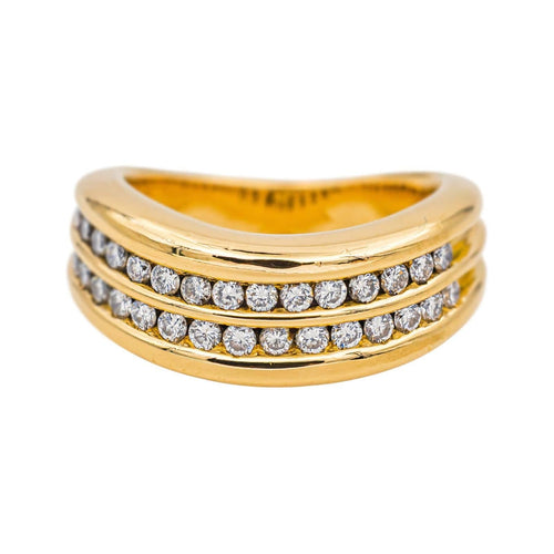 Bague 48 Bague en or jaune 18 carats sertie de diamants 58 Facettes 4798568RV