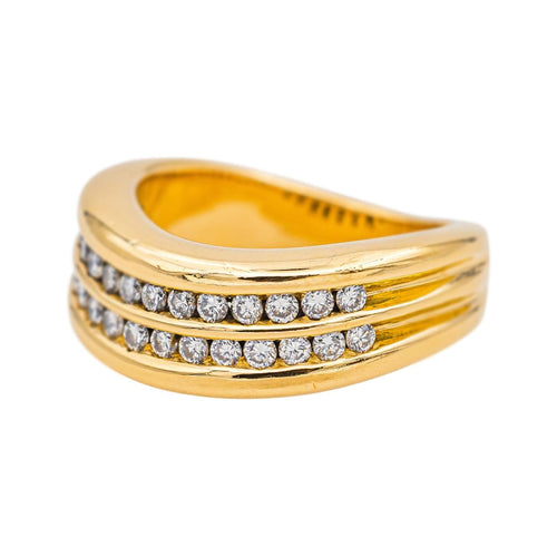 Bague 48 Bague en or jaune 18 carats sertie de diamants 58 Facettes 4798568RV