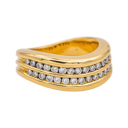 Bague 48 Bague en or jaune 18 carats sertie de diamants 58 Facettes 4798568RV