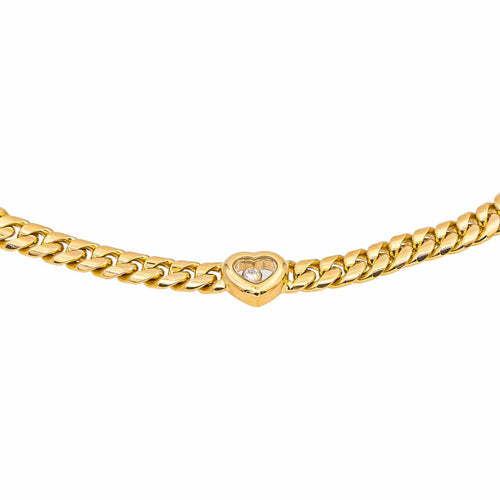 Collier Chopard Happy Diamond - Collier maille gourmette en or jaune et diamant 58 Facettes 4799569CN