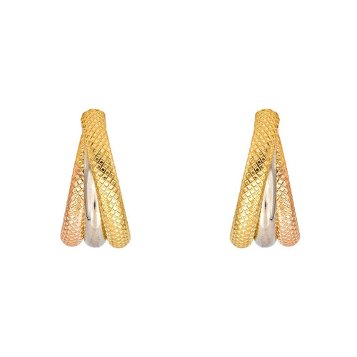 Boucles d'oreilles Boucles d’oreilles créoles en or jaune, blanc et rose 18 carats 58 Facettes 4815711CN