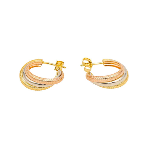 Boucles d'oreilles Boucles d’oreilles créoles en or jaune, blanc et rose 18 carats 58 Facettes 4815711CN
