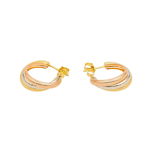 Boucles d'oreilles Boucles d’oreilles créoles en or jaune, blanc et rose 18 carats 58 Facettes 4815711CN