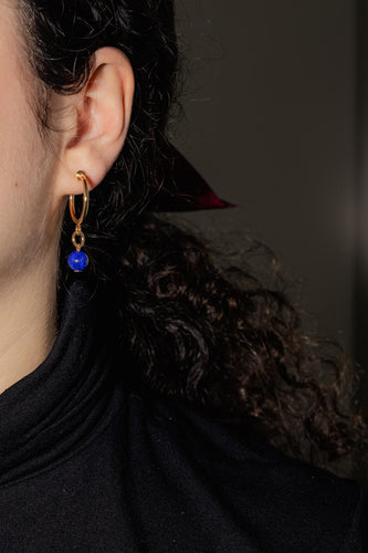 Boucles d'oreilles Boucles d’oreilles créoles en or jaune 18 carats et lapis-lazuli 58 Facettes 4830512CN