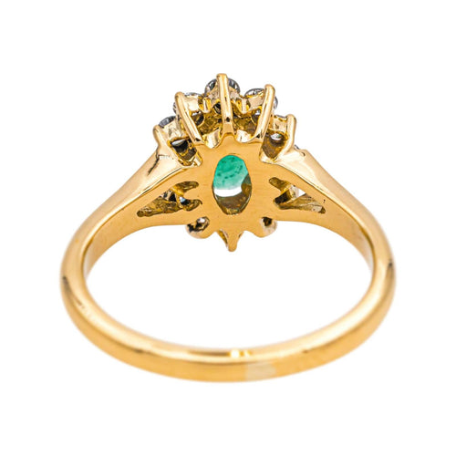 Bague 48 Bague marguerite en or jaune 18 carats avec émeraude et diamants 58 Facettes 4878440CN