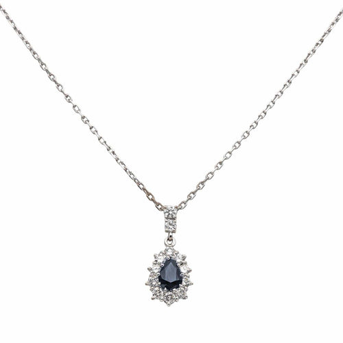 Collier Collier pendentif en or blanc 18 carats avec saphir et diamants 58 Facettes 4878497CN