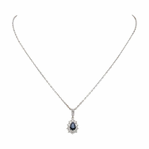 Collier Collier pendentif en or blanc 18 carats avec saphir et diamants 58 Facettes 4878497CN