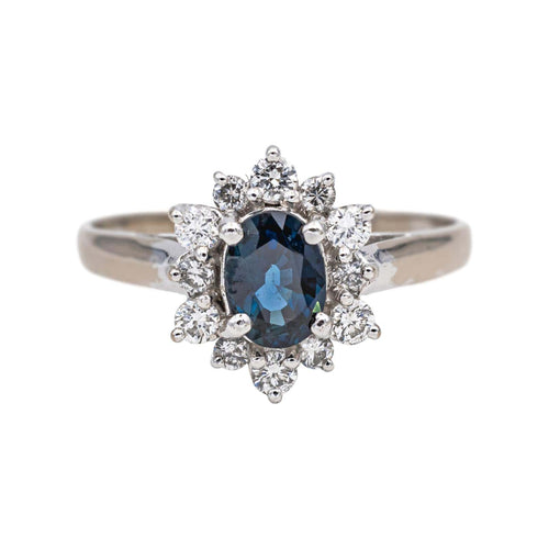 Bague 59 Bague marguerite en or blanc avec saphir et diamants 58 Facettes 4878498CN