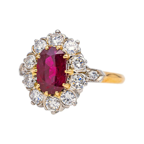 Bague 51 Bague rubis et diamants en or jaune 18 carats et platine 58 Facettes 4884241CN