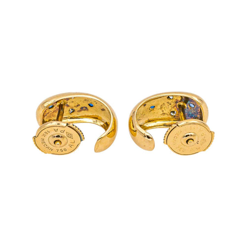 Boucles d'oreilles Boucles d'oreilles demi-créoles en or jaune 18 carats, diamants et saphirs 58 Facettes 4890759CN
