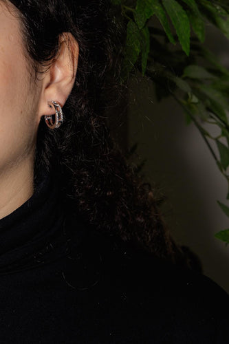 Boucles d'oreilles Créoles - Boucles d’oreilles en or blanc 18 carats et diamants 58 Facettes 4893168CN