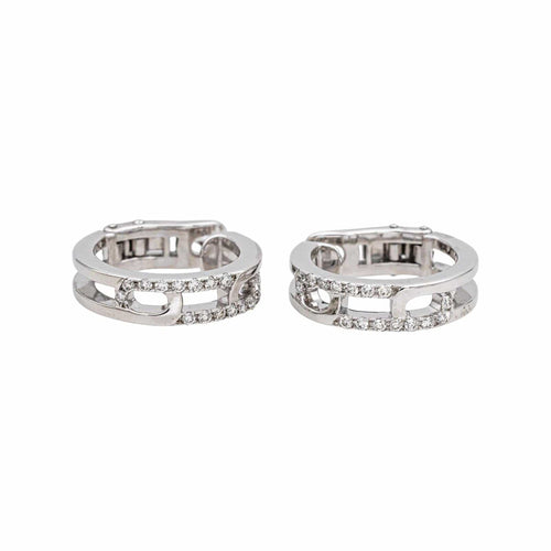 Boucles d'oreilles Créoles - Boucles d’oreilles en or blanc 18 carats et diamants 58 Facettes 4893168CN