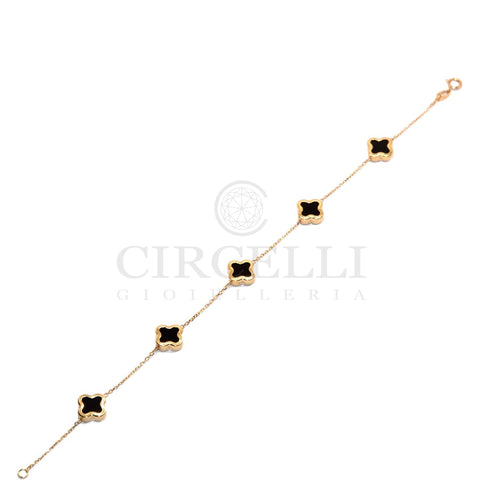 Bracelet Bracelet quadrifoglio en or jaune 18k et onyx 58 Facettes DK09OG081C3TK