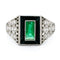 Bague 56 Bague en platine avec émeraude, onyx et diamants 58 Facettes 4E1AB52DC0A34BB8AF034567CE1842E0