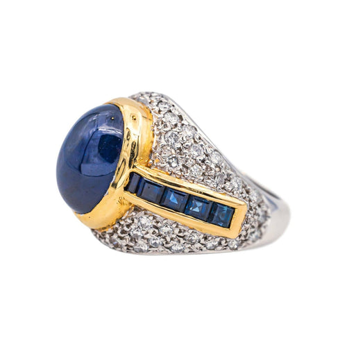 Bague 49 Bague en or blanc et jaune 18 carats avec saphirs et diamants 58 Facettes 4931993CN