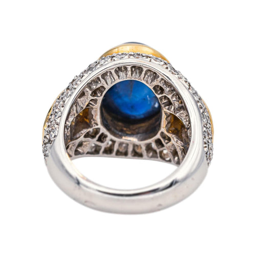 Bague 49 Bague en or blanc et jaune 18 carats avec saphirs et diamants 58 Facettes 4931993CN