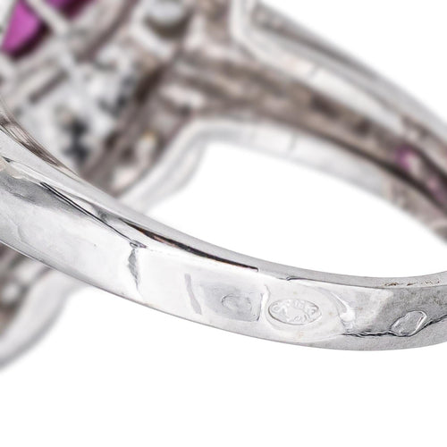 Bague 53 Bague marquise en platine 950 sertie de rubis et diamants 58 Facettes 4931994CN
