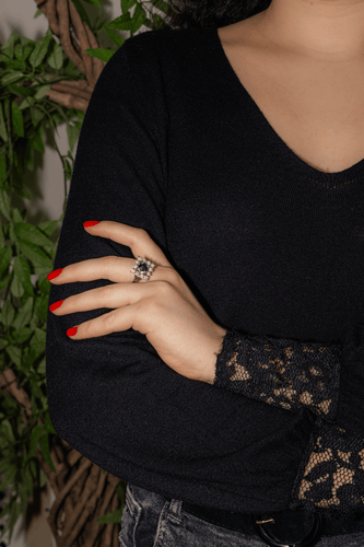 Bague 57 Bague Or blanc Saphir, Diamant 58 Facettes 4931995CN
