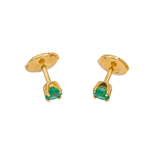 Boucles d'oreilles Boucles d’oreilles puces en or jaune 18 carats et émeraudes 58 Facettes 4931996CN