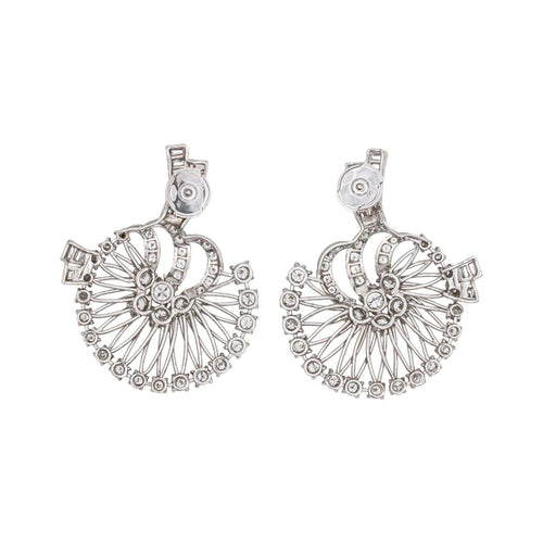 Boucles d'oreilles Boucles d’oreilles en or blanc 18 carats et platine, diamants 58 Facettes 4932002CN