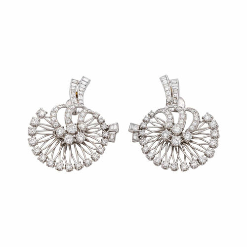 Boucles d'oreilles Boucles d’oreilles en or blanc 18 carats et platine, diamants 58 Facettes 4932002CN