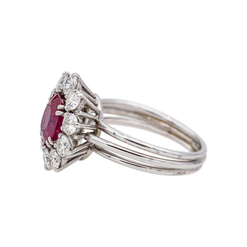 Bague 55 Bague Marguerite Or blanc Rubis, Diamant 58 Facettes 4936107CN