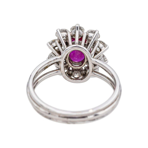 Bague 55 Bague Marguerite Or blanc Rubis, Diamant 58 Facettes 4936107CN
