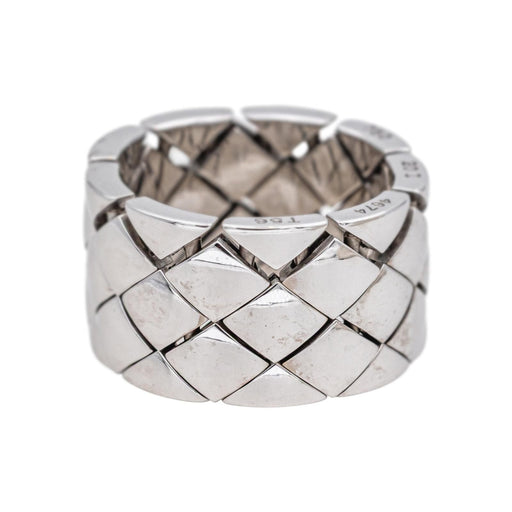 Bague 64 Chanel Bague Bandeau Matelassée Or blanc 58 Facettes 4942441CN