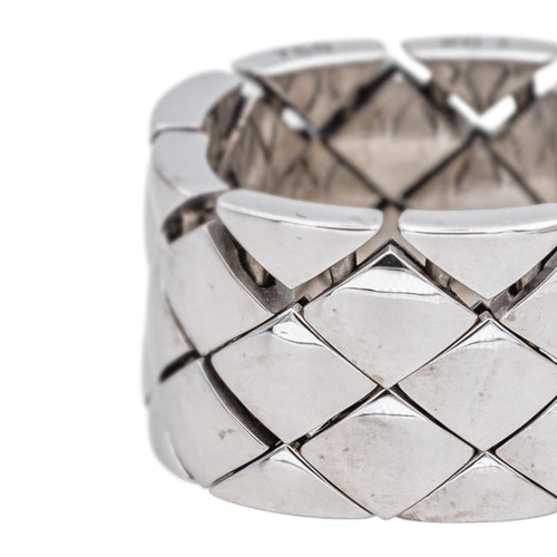 Bague 64 Chanel Bague Bandeau Matelassée Or blanc 58 Facettes 4942441CN