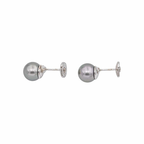 Boucles d'oreilles Boucles d'oreilles en or blanc 18 carats avec perles de Tahiti et diamants 58 Facettes 4951641CN