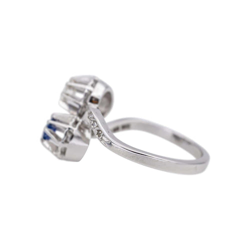 Bague 53 Bague toi et moi en or blanc 18 carats avec diamants et saphir 58 Facettes 4951644CN