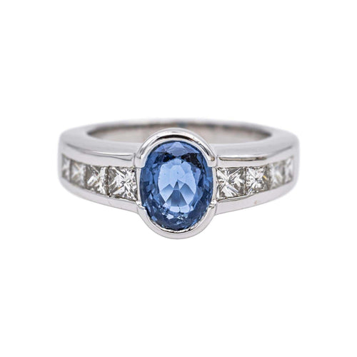 Bague 57 Bague en or blanc 18 carats au saphir et diamants 58 Facettes 4951646CN