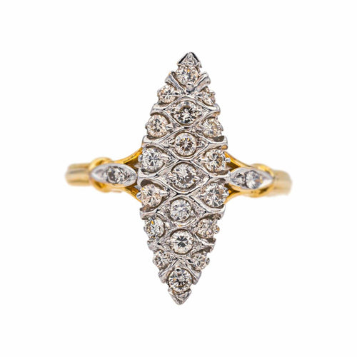 Bague 53 Bague marquise pavée de diamants en or jaune et blanc 18 carats 58 Facettes 4951648CN