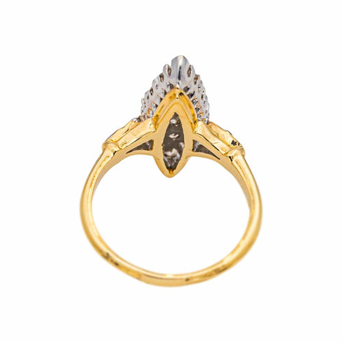 Bague 53 Bague marquise pavée de diamants en or jaune et blanc 18 carats 58 Facettes 4951648CN