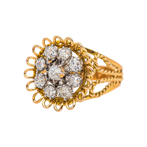 Bague 58 Bague en or jaune et platine sertie de diamants taille ancienne 58 Facettes 4951651CN