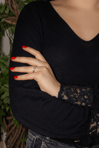 Bague 53 Bague demi-alliance sertie de diamants en or jaune 18 carats 58 Facettes 4960099CN