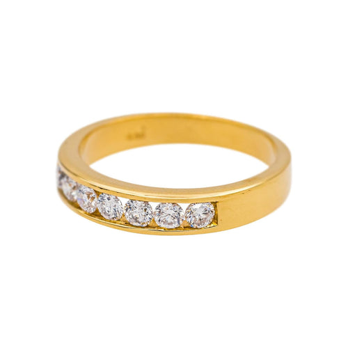 Bague 53 Bague demi-alliance sertie de diamants en or jaune 18 carats 58 Facettes 4960099CN
