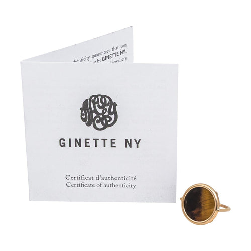 Bague 53 Ginette NY Ever - Bague disque en or rose 18 carats et œil de tigre 58 Facettes 4970140RV
