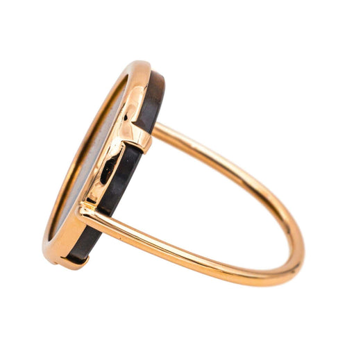 Bague 53 Ginette NY Ever - Bague disque en or rose 18 carats et œil de tigre 58 Facettes 4970140RV