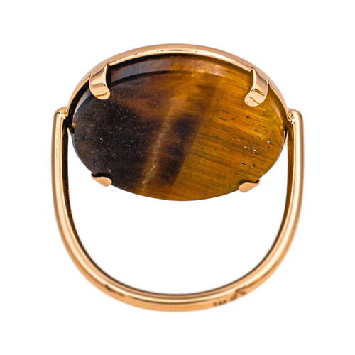 Bague 53 Ginette NY Ever - Bague disque en or rose 18 carats et œil de tigre 58 Facettes 4970140RV